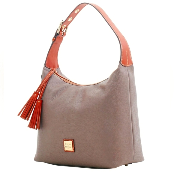 DOONEY & BOURKE PAIGE SAC PEBBLED LEATHER TASSLED HOBO BAG IN ELEPHANT BNWOT - Picture 17 of 17